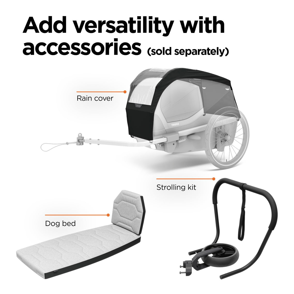 Thule Bexey pet Bike Trailer - Carrier for Small & Large Sized Dogs - Foldable Design - Easy to Connect to Bike - Padded Interior - Converts into Travel Crate - Durable Materials