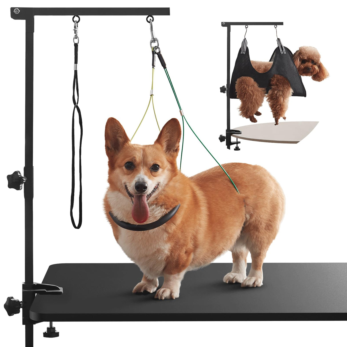 ZPVP Dog Grooming Arm with Hammock 35" Adjustable Dog Grooming Or Stand with Anti-Slip Metal Clamp No-Sit Haunch Holders for Small/Medium Pets Cat(Grooming Table Not Included)