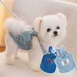 Dog Clothes Denim Dog Dresses for Small Dogs Harness Dress Puppy Clothes with Leash Ring Dog Costume with Pocket Summer Cat Apparel Dog Clothes Cat Shirts Small Dog Dresses Female Light Blue X-Large