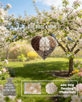 gbdyhup Handmade Alpaca Fiber Bird Nesting Heart, Outside Winter Tree Shelter for Wild Bird, Birds Nests Material Holder for Garden Art Birdhouse, Hummingbird Houses Nest Boxes for Birds Lovers (1PC)