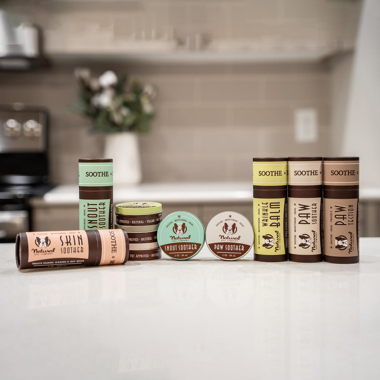 Natural Dog Company Powerhouse Bundle, Includes 5 Healing Balms That Relieve Skin Irritations, Cracked Paws and Dry Noses, Organic, All Natural Ingredients, 5 X 0.15oz Travel Sticks
