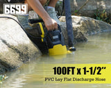 6699 Discharge Hose 1-1/2-Inch by 100-Foot Sump Pump With 2pcs SUS 304 Clamps for Pool Backwash, Draining/Removing Water - Lay Flat 1500