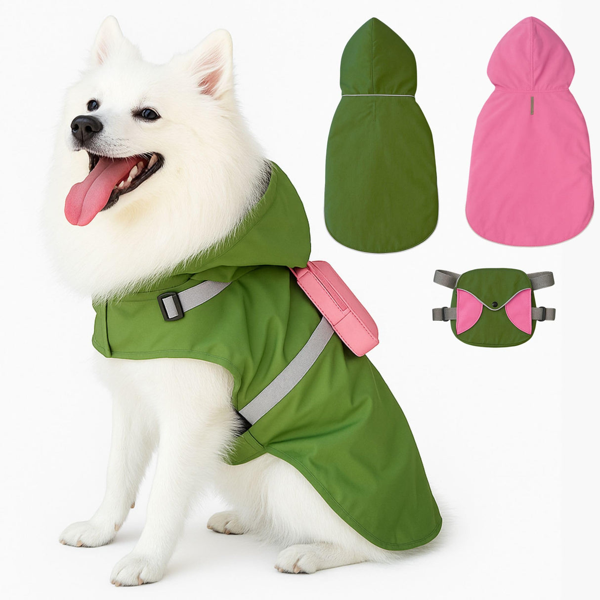 Pawcratean Dog Raincoat Reversible Jacket with Backpack – Waterproof, Stylish & Practical (Medium)