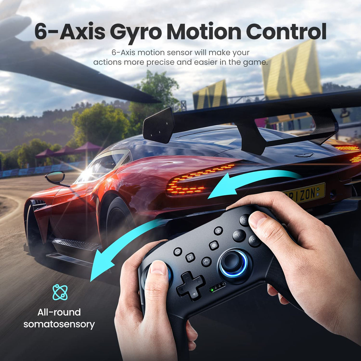 Switch Controller Wireless, Pro Controllers Compatible with Switch/Lite/OLED/PC, One-Key Pairing Gamepad with 9-Color RGB LEDs 1000mAh Battery 6-Axis Motion Wake Up Function