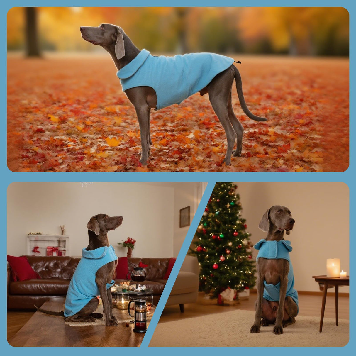 DENTRUN Reversible Dog Coat - Windproof Polar Fleece Vest with Reflective Neck Strips, Hook & Loop Closures, Easy-On Cold Weather Jacket for Medium Puppies (Medium Dogs Gear)
