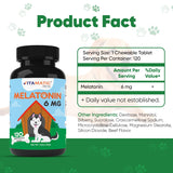 Vitamatic Melatonin for Dogs – 6 mg – 120 Chewable Tablets (Pack of 2) Beef Flavored – Natural Calming Support – Non-Habit Forming – Veterinarian Formulated