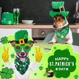 Sanwuta 50 Pieces St. Particks Dog Bandanas Bulk Bibs Triangle Dog Bandanas with Clover Patterns for St. Particks Pet Costume Decoration(25 x 17 x 17 Inch)