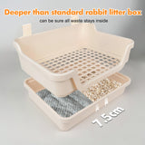 Yuoaes Large Rabbit Litter Box w/Plastic Grid & Dump Tray-Bunny Litter Pan Small Animal Potty Toilet - Pet Bunny Supplies Rabbit Cage Accessories for Training Corner Litter Box (Cream)