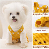 PayaSnug Bear Costume Dog Overalls for Small Dogs, Corduroy Dog Jumpsuit, Soft Puppy Romper for Fall and Winter, Cute Dog Onesie Outfit for Comfortable Pet Clothes for Cold Weather（Yellow Set, S）