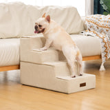 Aodisman Dog Stairs for Bed 18.5" H, 4-Step Dog Steps for Small Dogs and Cats, Indoor Non-Slip Balanced Pet Stairs are Suitable for Puppy, Older Cat,Beige
