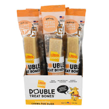 Load image into Gallery viewer, Ultra Chewy Peanut Butter Double Treat Bones: Long-Lasting Dog Treats Made in USA for Large and Small Breeds, Highly Digestible, Ideal for Aggressive Chewers (12 Count)
