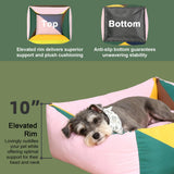 Welfibr 290 GSM Cotton Canvas Dog Couch Bed, Washable Removable Cover, Tough Bolster with Supportive Chopped Foam, Anti-Slip Bottom (Medium)