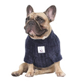 iChoue Pet Dog Winter Warm Sweater Clothes Turtleneck for French Bulldog Pug Boston Terrier Corduroy Cold Weather Pullover Coat Shirt - Blue/Large Plus