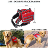 BYGD Dog Backpack for Medium to Large Dogs, Saddle Bag for Dogs to Wear for Hiking, Backpack Harness with Side Pockets for Hiking, Walking, Training, Running (L XL Red).