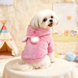 Dog Hoodie with Bear Ears Fleece Dog Valentines Sweater for Small Dogs French Bulldog Clothes Puppy Costume for Small Dogs XS Winter Clothes Cozy Pet Fleece for Cats