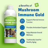 Pet Wellbeing Mushroom Immune Gold for Dogs - Complementary Immune Support with Functional Mushrooms Reishi, Maitake & Turkey Tail - NASC Certified & Vet-Formulated - 8 oz Liquid Formula