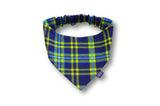 Red and Black Buffalo Check Plaid Flannel Scrunchie Dog Bandana Perfect for Halloween, Thanksgiving, Christmas, Elastic pet Bandana for Fall and Winter (Small, Blue & Green Plaid)