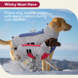 Queenmore Dog Sweater Male Female Dog Christmas Sweater Winter Jacket Coats with Leash Hole for XL Dogs Fleece Dogs Sweaters for Large Pets Collie Pitbull, Blue XL