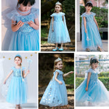 iTVTi Little Girl Princess Dress Halloween Carnival Cosplay Costume with Accessories Blue, 4-5 Years (Tag 120)