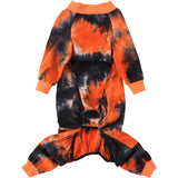 PriPre Dog Pajamas for Large Dogs Cotton Tie dye Pet Clothes Dog Onesie Jumpsuit Pet Sleeper Shirts Full Coverage Dog pjs (3XL, Black Orange)