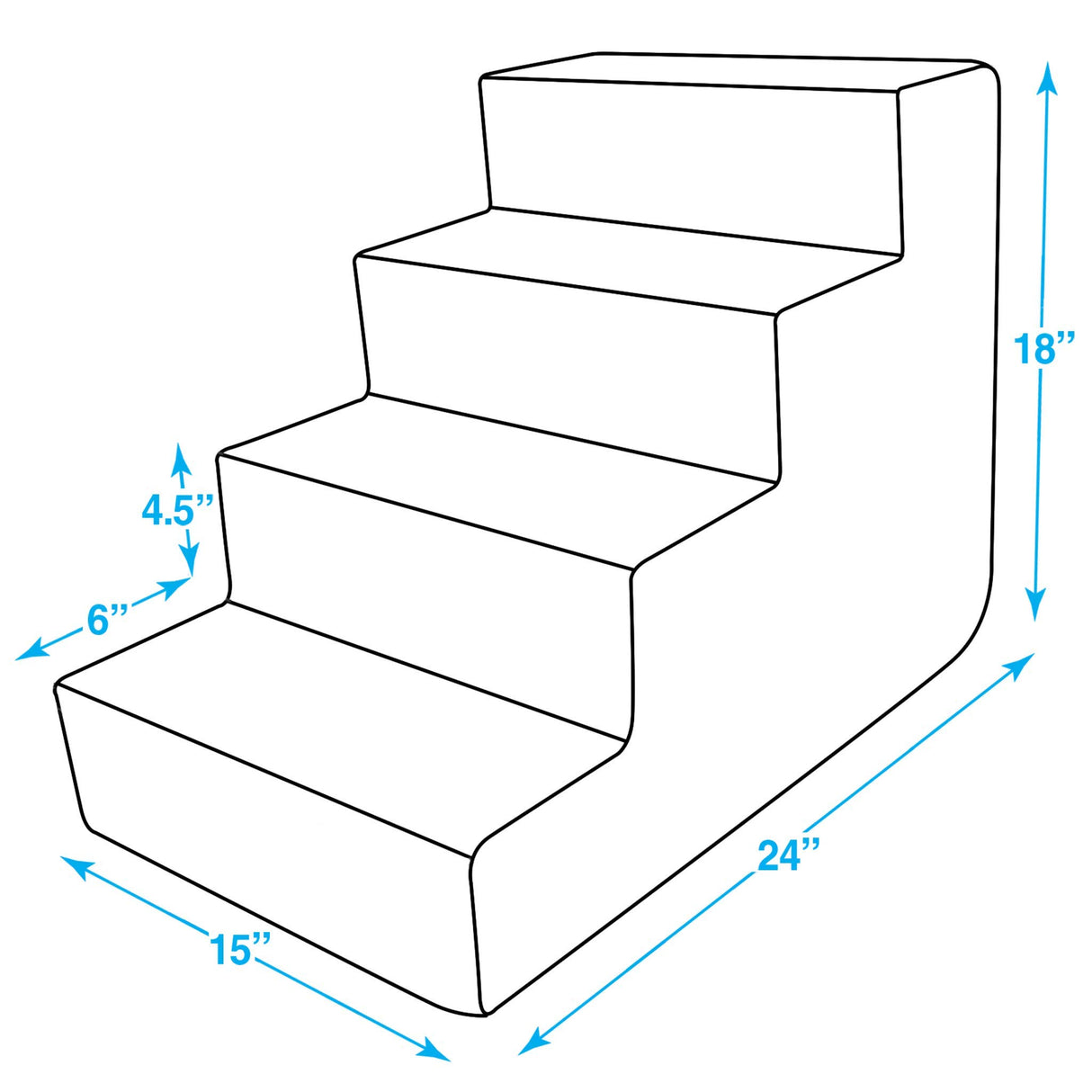 Best Pet Supplies Dog Stairs & Steps - Foam Steps for Small Dogs & Cats, Non-Slip Indoor Balanced Pet Step Support, Dog Ramp, No Assembly, Ash Gray Linen, 4-Step (18-inch Height)