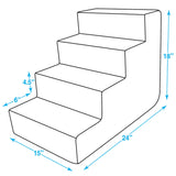 Best Pet Supplies Dog Stairs & Steps - Foam Steps for Small Dogs & Cats, Non-Slip Indoor Balanced Pet Step Support, Dog Ramp, No Assembly, Ash Gray Linen, 4-Step (18-inch Height)