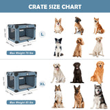 QUIBBLICK 36 Inch Soft Collapsible Dog Crate, Portable Travel Dog Crate for Indoor and Outdoor Use, Oxford Fabric Pet Carrier with Chew-Proof Mesh Window, Warm Blanket and Foldable Bowl, Blue