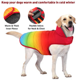 Petglad Dog Winter Coat, Waterproof Dog Jacket with Leash Hole, Reflective Adjustable Pet Snow Vest, Warm Fleece Sweater for Small Medium Large Dogs - Rainbow, S