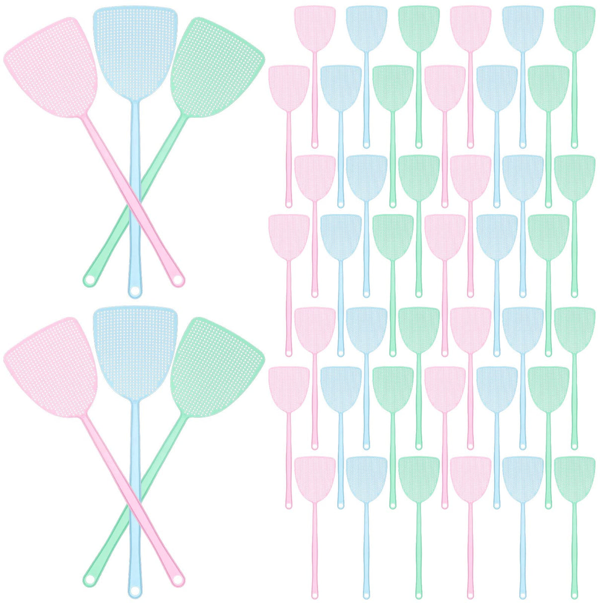 100 Pieces Fly Swatter Plastic Fly Swatters Heavy Duty Colorful Strong Flexible Manual Fly Swat Set Strong Durable Flexible Long Handle Manual Swat Flies and Mosquitoes Striking Fly Swatters Set
