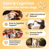 POPPAW Advanced Calming Chews for Dogs-Brain & Composure Support with 7 Mushrooms, Ashwagandha, Omega-3 DHA & EPA, Anxiety Relief Dog Calming Treat, All Breeds & Sizes, Chicken Flavor, 135Ct