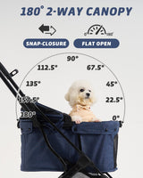 797Audio Dog Stroller for Small Medium Dogs, Pet Stroller for Cats Puppy Up to 121lbs,Foldable,One Click Folding,4 Wheel Shock Absorption,Adjustable Canopy with Sun Shades,Removable Washable Pad(Blue)
