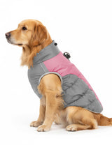 AURUZA Dog Coat, Warm Dog Winter Coat Waterproof Small Dogs Jacket with Harness Built Reflective Pet Vest with Zipper for Medium Dogs Windproof Pet Fleece Puffer Vest Snow Jacket for Cold Weather,Pink