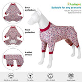 LovinPet Pittbull Pjs Pet Anxiety Calming Shirt, Anti Licking Dog Pajamas, Bouquet Print, Large Dog Clothes for Parties, Camping, Travel, and Home,3XL