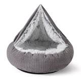 MIXJOY Dog Bed with Blanket, Round Calming Cozy Cave for Medium Dogs, Soft Plush Cuddler Puppy Bed and Burrow Cave, Anti-Slip Bottom, 26inch