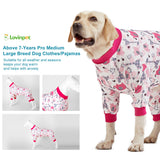 LovinPet Big Dog Pajamas, Pet Anxiety Relief, Anti Licking, Post Surgery Recovery Clothe, Lightweight Stretch Fabric, Jungle Dreams Fuchsia Print, Large Dog Jammies,Big Breed Pet PJ's, L