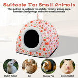 Warm Rabbit Hideout, Washable Bunny Bed & Hideaway House with Strawberry Design, Cozy Fleece Hut for Indoor Rabbits Guinea Pigs and Other Small Animals
