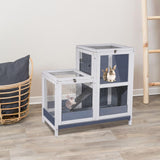 2-Story Guinea Pig Cages Wooden Indoor Rabbit Hutch Hamster Cage with Openable Roofs, Removable Tray and Wide Ramp, Small Animal Habitats for Hamsters, Guinea Pig, Ferrets, Hedgehog