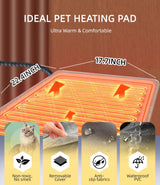 uncn Dog Cat Heating Pad Pressure Activated 18 X 22 Pet Heat Pack Automatic Electric Heated Bed Mat for Indoor Warming Pad Chew Resistant Cord, Adjustable Temperature Waterproof Washable