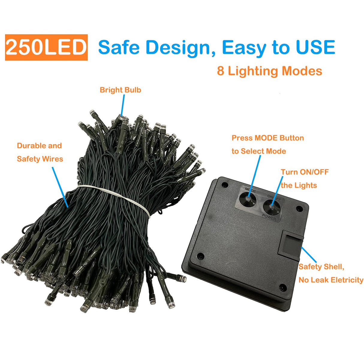 2Pack Total 180FT 500LED Cool White Solar Christmas Lights, Solar String Lights Outdoor, Auto On/Off Green Wire With 8 Modes Solar Christams Lights Outdoor Waterproof For Christmas Tree (Cool White)