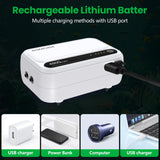 Aquarium Air Pump-Portable Air Pump for Outdoor Fishing, Rechargeable Aerator for Bait Bucket & Backup for Aquarium Fish Tank, Battery Powered Bubbler (2 Outlet 4800mAh)