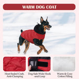 DORA BRIDAL Dog Puffer Coat, Warm Dog Jacket with Hood, Reflective Dogs Cold Weather Coats Pet Winter Vest for Medium Dogs, Pet Winter Vest, Red, M