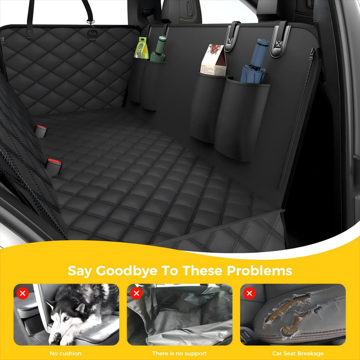 Elouta Dog Car Seat Cover for Back Seat,100% Waterproof Scratch Proof Nonslip Seat Cover,600D Heavy Duty Scratch Soft Dog Hammock for Car for Cars