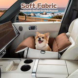 BEBAS Dog Car Seats for Small Dogs up to 25 lbs, Waterproof Dog Booster Carseat with Storage Pockets, Thickened Memory Foam & Clip-On Safety Leash, Pet Back Seat Puppy Travel Carrier, Beige