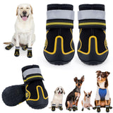 Dog Shoes for Hot Pavement,Dog Boots & Paw Protectors for Large Medium Size Dogs to Prevent Licking,Dog Booties with Reflective for Outdoor,Hiking,Hardwood Floors,Winter Snow(Black Yellow, Size5)