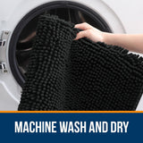 Black Bathroom Rug 30x20, Extra Soft Absorbent Chenille Bath Rugs, Rubber Backing Quick Dry, Machine Washable Bath Mats for Bathroom Floor, Tub and Shower, Home Decor Accessories