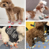 Paipeper Dog Shoes for Small Dogs,Breathable Dog Boots,Pet Paw Protector for Hot Pavement and Winter Snow,Outdoor Walking and Indoor Hardfloors(Blue White-Size 4)