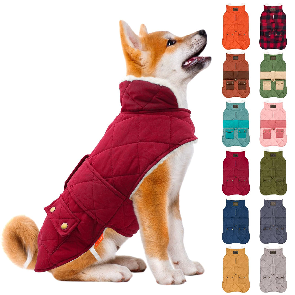 KYEESE Dog Coat Soft Pet Sweater for Cold Weather Waterproof Dogs Jacket with Fleece Lined Windproof Dog Coats for Small Dogs Thick Cat Clothes with Pocket Warm Pet Winter Puffer Coat with Leash Hole