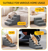 Dog Stairs for Small Dog Steps for Bed Ramps Stairs Extra Wide Steps for Bed Foam Stairs for Couch Sofa 35D Strong Support Pet Stairs Non-Slip Bottom Pet Steps to Get on Bed, Grey, 3 Steps