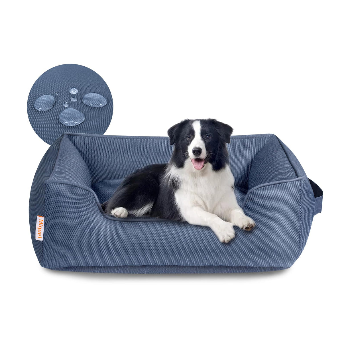 Miguel Waterproof Outdoor Dog Bed for Medium Small Dogs, Oxford Pet Bed Tough with Sides Easy Clean, All Weather Rectangle Puppy Bed with Removable Cover Bolster Bed Scratch Resistant, 35 inches