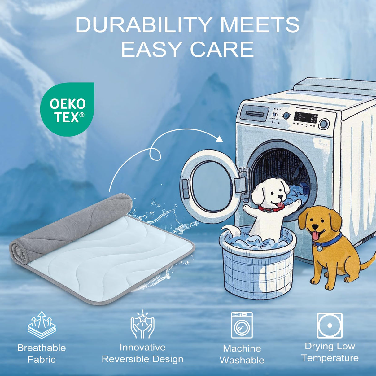Cozyide Dog Cooling Mat, Medium Cooling Mat for Dogs, Reversible Pad for Pet, 28" L x 22" W, Blue